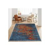 Rovigo Dijital Baskı Yıkanabilir Kaymaz Taban Salon Halısı RVG1256, Mavi, 100 x 150