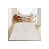 Rovigo Dijital Baskı Yıkanabilir Kaymaz Taban Salon Halısı RVG1258, Bej, 80 x 150