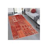 Rovigo Dijital Baskı Yıkanabilir Kaymaz Taban Salon Halısı RVG1262, Kırmızı, 80 x 150