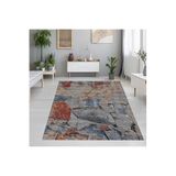 Rovigo Dijital Baskı Yıkanabilir Kaymaz Taban Salon Halısı RVG1272, Gri, 180 x 250