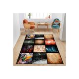 Rovigo Dijital Baskı Yıkanabilir Kaymaz Taban Salon Halısı RVG1292, Siyah, 120 x 180