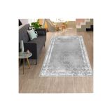 Rovigo Dijital Baskı Yıkanabilir Kaymaz Taban Salon Halısı RVG1298, Gri, 80 x 150