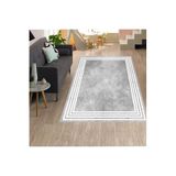 Rovigo Dijital Baskı Yıkanabilir Kaymaz Taban Salon Halısı RVG1305, Gri, 80 x 150