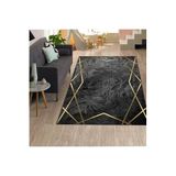 Rovigo Dijital Baskı Yıkanabilir Kaymaz Taban Salon Halısı RVG1313, Siyah, 160 x 120