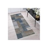 Rovigo Dijital Baskı Yıkanabilir Kaymaz Taban Salon Halısı RVG1336-HT177, Mavi, 120 x 180