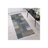 Rovigo Dijital Baskı Yıkanabilir Kaymaz Taban Salon Halısı RVG1336-HT177, Mavi, 180 x 300
