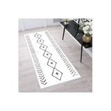 Rovigo Dijital Baskı Yıkanabilir Kaymaz Taban Salon Halısı RVG1358-HT571, Beyaz, 80 x 150