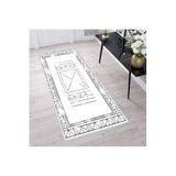 Rovigo Dijital Baskı Yıkanabilir Kaymaz Taban Salon Halısı RVG1369-HY-1376, Beyaz, 120 x 180