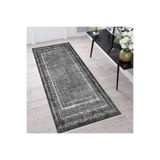 Rovigo Dijital Baskı Yıkanabilir Kaymaz Taban Salon Halısı RVG1373-HT-972, Gri, 160 x 300