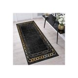 Rovigo Dijital Baskı Yıkanabilir Kaymaz Taban Salon Halısı RVG1377-HT901, Siyah, 80 x 200