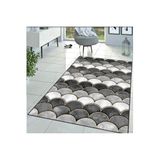 Rovigo Dijital Baskı Yıkanabilir Kaymaz Taban Salon Halısı RVG1398-HT-1376, Gri, 100 x 150