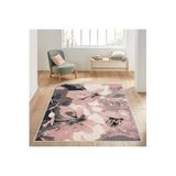 Rovigo Dijital Baskı Yıkanabilir Kaymaz Taban Salon Halısı RVG1421, Pembe, 80 x 150