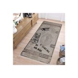 Rovigo Dijital Baskı Yıkanabilir Kaymaz Taban Salon Halısı RVG1443, Kahverengi, 160 x 230