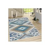 Rovigo Dijital Baskı Yıkanabilir Kaymaz Taban Salon Halısı RVG1461, Mavi, 120 x 180