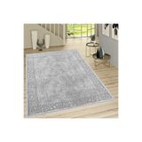 Rovigo Dijital Baskı Yıkanabilir Kaymaz Taban Salon Halısı Rvg1487, Gri, 50 x 80