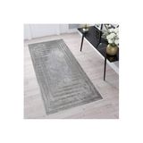 Rovigo Dijital Baskı Yıkanabilir Kaymaz Taban Salon Halısı Rvg1510-sd233, Gri, 50 x 80