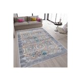 Rovigo Dijital Baskı Yıkanabilir Kaymaz Taban Salon Halısı Rvg1578-ht754, Gri, 180 x 250
