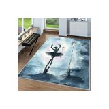 Rovigo Dijital Baskı Yıkanabilir Kaymaz Taban Salon Halısı Rvg1622, Mavi, 120 x 180