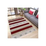 Rovigo Dijital Baskı Yıkanabilir Kaymaz Taban Salon Halısı Rvg1625, Bordo, 120 x 180