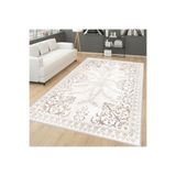 Rovigo Dijital Baskı Yıkanabilir Kaymaz Taban Salon Halısı Rvg1651, Bej, 160 x 300