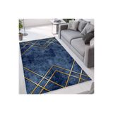 Rovigo Dijital Baskı Yıkanabilir Kaymaz Taban Salon Halısı Rvg1665, Mavi, 50 x 80