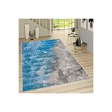 Rovigo Dijital Baskı Yıkanabilir Kaymaz Taban Salon Halısı Rvg1681, Mavi, 120 x 180