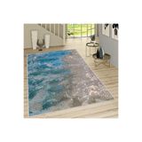 Rovigo Dijital Baskı Yıkanabilir Kaymaz Taban Salon Halısı Rvg1682, Mavi, 180 x 250