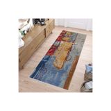 Rovigo Dijital Baskı Yıkanabilir Kaymaz Taban Salon Halısı Rvg1686, Mavi, 160 x 300