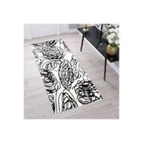 Rovigo Dijital Baskı Yıkanabilir Kaymaz Taban Salon Halısı Rvg1705, Beyaz, 50 x 80