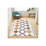 Rovigo Dijital Baskı Yıkanabilir Kaymaz Taban Salon Halısı Rvg1730, Beyaz, 120 x 180