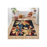 Rovigo Dijital Baskı Yıkanabilir Kaymaz Taban Salon Halısı Rvg1772, Siyah, 120 x 180