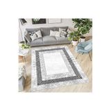 Rovigo Dijital Baskı Yıkanabilir Kaymaz Taban Salon Halısı Rvg1863-sm90, Gri, 120 x 180