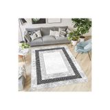 Rovigo Dijital Baskı Yıkanabilir Kaymaz Taban Salon Halısı Rvg1863-sm90, Gri, 50 x 80
