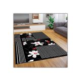 Rovigo Dijital Baskı Yıkanabilir Kaymaz Taban Salon Halısı Rvg1868-sm270, Siyah, 50 x 80