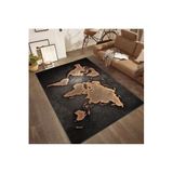Rovigo Dijital Baskı Yıkanabilir Kaymaz Taban Salon Halısı Rvg1873-sd155, Siyah, 120 x 180
