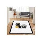 Rovigo Dijital Baskı Yıkanabilir Kaymaz Taban Salon Halısı Rvg1887-sd781, Beyaz, 180 x 250