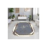Rovigo Dijital Baskı Yıkanabilir Kaymaz Taban Salon Halısı Rvg1914-sm73, Gri, 50 x 80