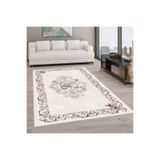 Rovigo Dijital Baskı Yıkanabilir Kaymaz Taban Salon Halısı Rvg1919, Beyaz, 180 x 250