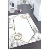 Rovigo Dijital Baskı Yıkanabilir Kaymaz Taban Salon Halısı Ve Yolluk RV142-FNL447, Beyaz, 100 x 300