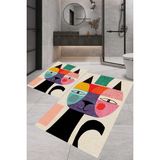 Rovigo Home Dijital Baskı 2'li Banyo Paspas Takımı RVG-SM373 100X60+60X50 cm - Ekru