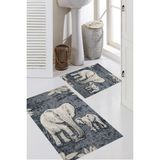 Rovigo Home Dijital Baskı 2'li Banyo Paspas Takımı RVG5-1462 100X60+60X50 cm - Lacivert