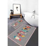 Rovigo Home Dijital Baskı 2'li Banyo Paspas Takımı RVG5-SM217 100X60+60X50 cm - Gri