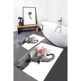 Rovigo Home Dijital Baskı 2'li Banyo Paspas Takımı RVG5292 100X60+60X50 cm - Gri