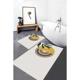 Rovigo Home Dijital Baskı 2'li Banyo Paspas Takımı RVG5298 100X60+60X50 cm - Ekru