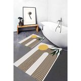 Rovigo Home Dijital Baskı 2'li Banyo Paspas Takımı RVG5301 100X60+60X50 cm - Ekru