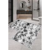 Rovigo Home Dijital Baskı Modern Banyo Halısı Ikili Banyo Paspası RVG5-1606 100 x 60+60 x 50 cm - Siyah