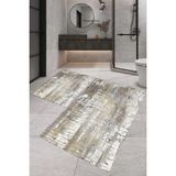 Rovigo Home Dijital Baskı Modern Banyo Halısı Ikili Banyo Paspası RVG5-FNL449 100 x 60+60 x 50 cm - Kahverengi