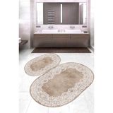 Rovigo Home Dijital Baskı Modern Banyo Halısı Ikili Banyo Paspası RVG5-HK104 100 x 60+60 x 50 cm - Kahverengi