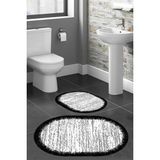 Rovigo Home Dijital Baskı Modern Banyo Halısı Ikili Banyo Paspası RVG5-HT511 100 x 60+60 x 50 cm - Siyah