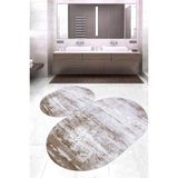 Rovigo Home Dijital Baskı Modern Banyo Halısı Ikili Banyo Paspası RVG5-HY944 100 x 60+60 x 50 cm - Kahverengi